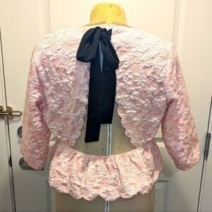 $5 Item! Cider 2X Pink Backless Crop 3/4 Sleeve Stretchy Floral Tie Back Top